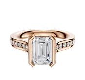 14K Rose Gold Bezel Half Bezel North/South Cathedral Flat 1-Row-Pave 2.5mm Engagement Ring