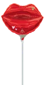10" Airfill Only Mini Shape Valentine Vibes Lips Foil Balloon