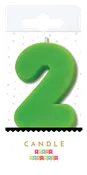 2 Neon Number Candle Green
