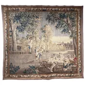 18th Century French Aubusson Tapestry “The Pastoral Meal” After David Teniers