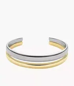 Bracelet manchette Ellis Collection Domed en acier inoxydable bicolore