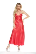 Charmeuse Scalloped Lace Gown Robe, Red