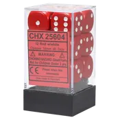 16mm d6 Opaque 12 Dice Red/White