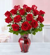 Blooming Love™ Red Roses in Red Vase