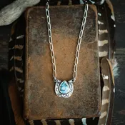 Big Horseshoe Golden Hills Lavender Turquoise Necklace