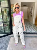 AMBER POLKA DOT DENIM OVERALLS