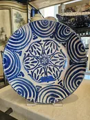 Antique Spanish Fajalauza Bowl From Granada With Custom Heavy Duty Hanging Harness #24, 13.5″ Diameter