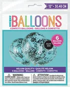 12in Clear Latex Balloons with Black Tissue Confetti  6ct