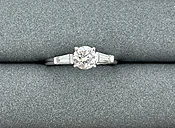 0.84 ct Round Diamond and Trapezoid Diamond Engagement Ring — Hakimi Gem