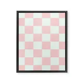 Cotton Candy Dot checkered soft pink and mint pattern  Framed Canvas Print