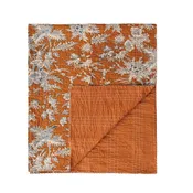 Throw Blanket Cotton Voile Floral Kantha Stitch 60"L x 50"W