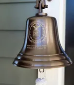 8 Inch Diameter Antiqued Brass Bell With Air Force Engraved Logo