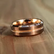 6mm Coffee & Rose Gold Tungsten Band