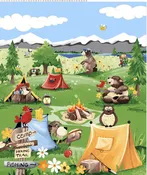 Barron Goes Camping - Quilt Panel