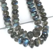 AAA Blue Labradorite 8mm – 12mm Faceted Rondelles Bead Strand