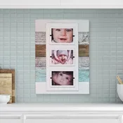 Coastal Inspired Triple 4x6 or 5x7 White Washed Reclaimed Wood Gallery Wall Picture Frame