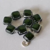 Bottlegreen Fused Dichroic Glass Bracelet | Alison Thibault of WindHorse Arts | Vinalhaven Maine — WindHorse Arts