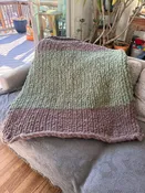 Coffee + Sage Chenille  Finger-Knit Handmade Throw Blanket - 42" x 46"
