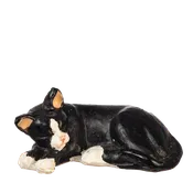 1 Inch Scale Black and White Cat Laying Left Dollhouse Miniature
