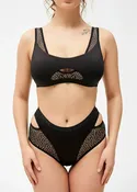 High Waisted Shorts with Mesh – CANDY SHINE – Black