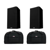2 x QSC K12.2 Two-Way 12 2000W Powered Portable PA Speaker + 2 x Gator Universal Speaker Tote for 12" Speaker (Open Box)