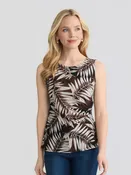Botanical Side Pleat Tank, Printed Jersey Knit