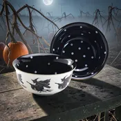 6.5" Stoneware Flying Witch Bowl