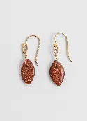 18k Gold Brown Goldstone Drop Earring