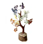 100 Chakra Chips Stone With Brown Trunk Crystal Gem Tree 7.5"