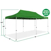 Pop Up Canopy 20 X 10 Powder Coated Steel Frame – Green