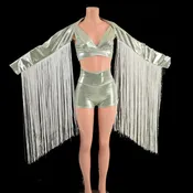 3pc Fringe and Flowers Set in Platinum