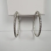 14K 1.10 ct 1 3/8" diamond in/out hoop earrings