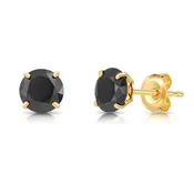 10k Yellow Gold Black Onyx Pushback Stud Earrings