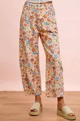 BiBi Washed Floral Printed Twill Barrel Pants