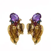 Amethyst and Ruby Gold Leaf Drops (EDLF-40)