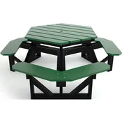 Frog Furnishings Hex 6-Foot Diameter Outdoor Picnic Table
