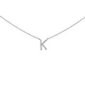 10K White Gold Diamond Accent "A-Z" Block Initial Pendant Necklace