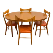 1950s Paul McCobb Planner Group Dining Table and Chairs with One Leaf - 6 Pieces