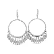18kt White Gold Circle Hoop Chandelier Diamond Earrings
