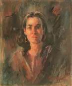 Woman with red lipstick