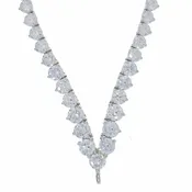 14k White Gold Lab Grown Diamond 2-Row Riviera V Necklace