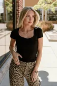 Alaina Black Short Sleeve Top