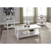 3PC CLOUDHURST OCCASIONAL TABLE SET BROWN/WHTE