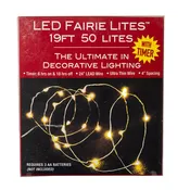 16.3' Battery Operated 50L Warm White Fairy LED Silver Wire Light Set