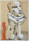Horst Antes Spotted Figure with Hoop, Small Figure, and Ladder 1982