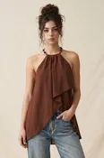 Beaded Trim High Low Top