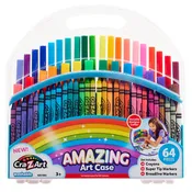 Cra-Z-Art Amazing Art Case, 64 Pieces, Crayons, Super Tip Markers & Broadline Markers, Washable, Non-Toxic