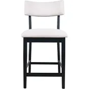 Beck Split Back Counter Stool in Black Wood & Neutral Fabric (Set of 2)