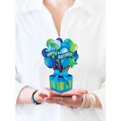 FreshCut Paper Mini Pop-up Greeting Card Blue Birthday Balloons
