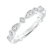 32 Artcarved Stackable Band with Diamond And Milgrain Accented Multi-Shape Design In 14K White Gold Gold